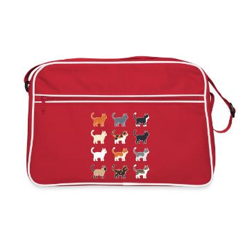 Cats Illustration Grid - Retro Bag - red/white - Front