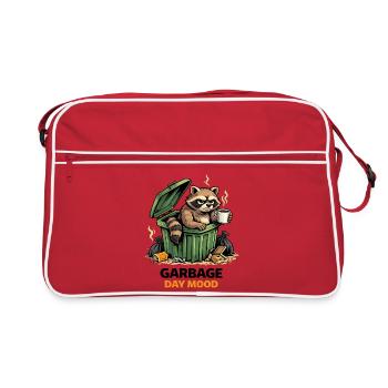 Raccoon in a Trash Can Mood - Retro Bag - red/white - Front