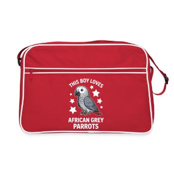 Graupapagei Sprüche Lustiges Graupapagei Geschenk  - Retro Tasche - Rot/Weiß - Vorne