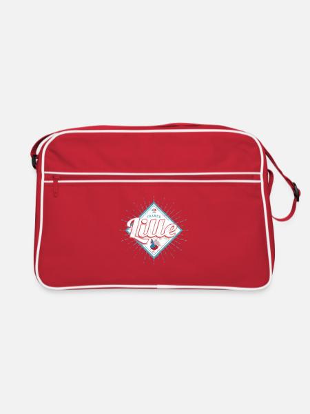 Lille Hauts-de-France Frankreich mit Hahn Souvenir - Retro Tasche - Rot/Weiß - Vorne