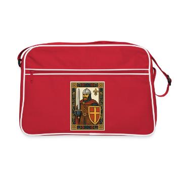 Mittelalterliches Ritterplättchen-Emblem - Retro Tasche - Rot/Weiß - Vorne