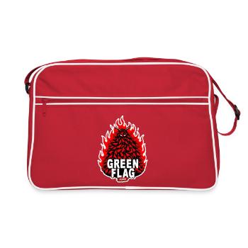 Flaming Green Flag Crest - Retro Bag - red/white - Front