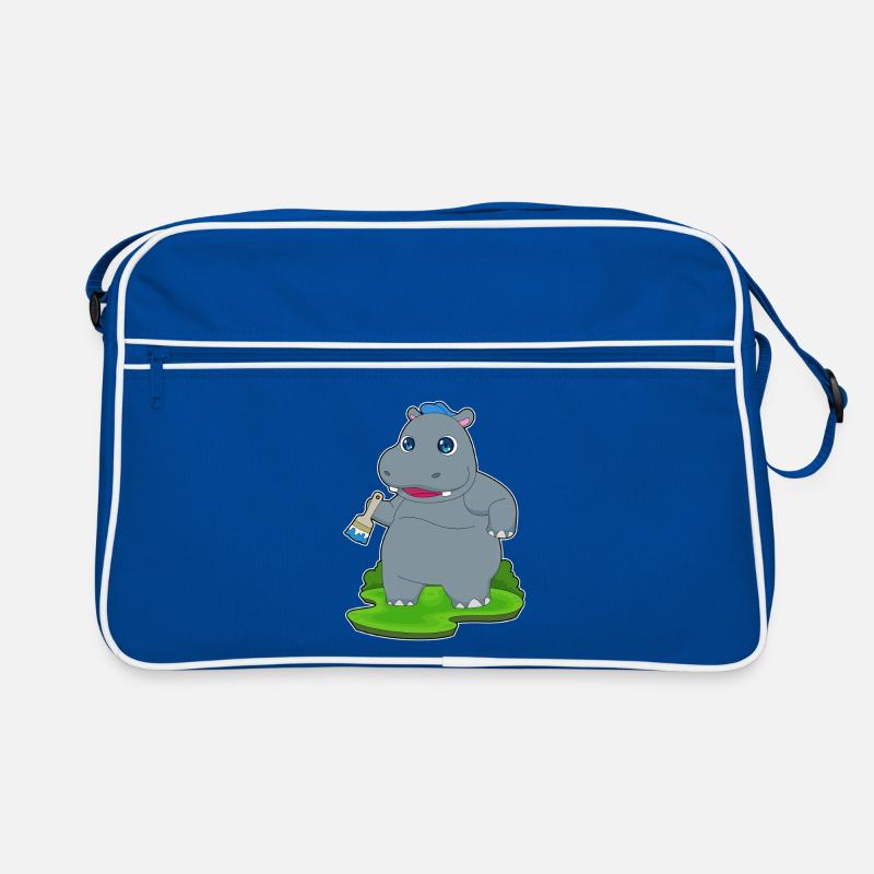 Nilpferd Maler Pinsel Malen Retro Tasche