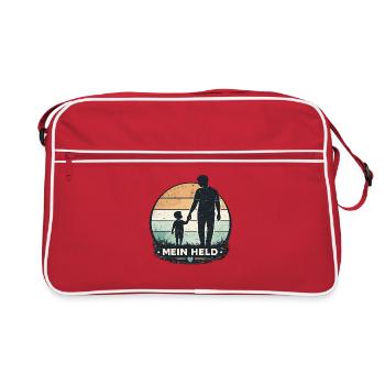 Mein Held Papa Vintage Silhouette zum Vatertag - Retro Tasche - Rot/Weiß - Vorne