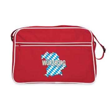 Carte murale rétro de la ville de Wurtzbourg, Bavière, Allemagne - Sac Retro - rouge/blanc - Devant