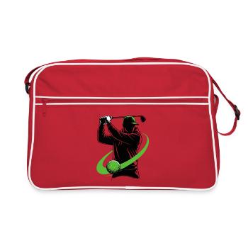 Golfer with a golf club – a dynamic swing. - Retro Bag - red/white - Front