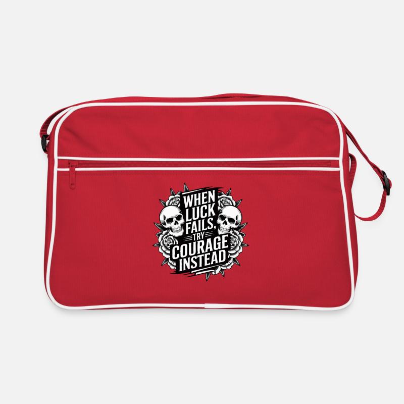Courage Over Luck Tattoo Motivational Graphic Tee Retro Bag