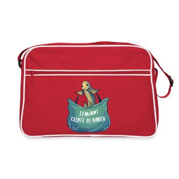 Poisson de mer joyeux avec bannière de vagues - Sac Retro - rouge/blanc - Devant