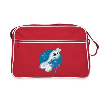 Cartoonish creature children fish - Retro Bag - red/white - Front