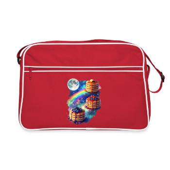 Kosmische Pfannkuchen Galaxie - Retro Tasche - Rot/Weiß - Vorne