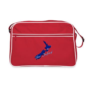 Carte avec le drapeau de la Nouvelle-Zélande - Sac Retro - rouge/blanc - Devant