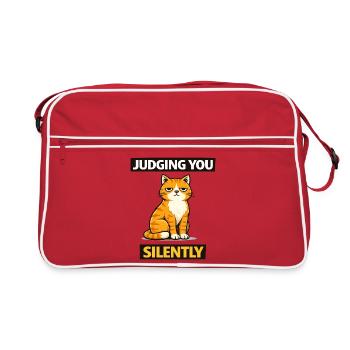 Sarcastic Cat “Judging You Silently” - Retro Bag - red/white - Front