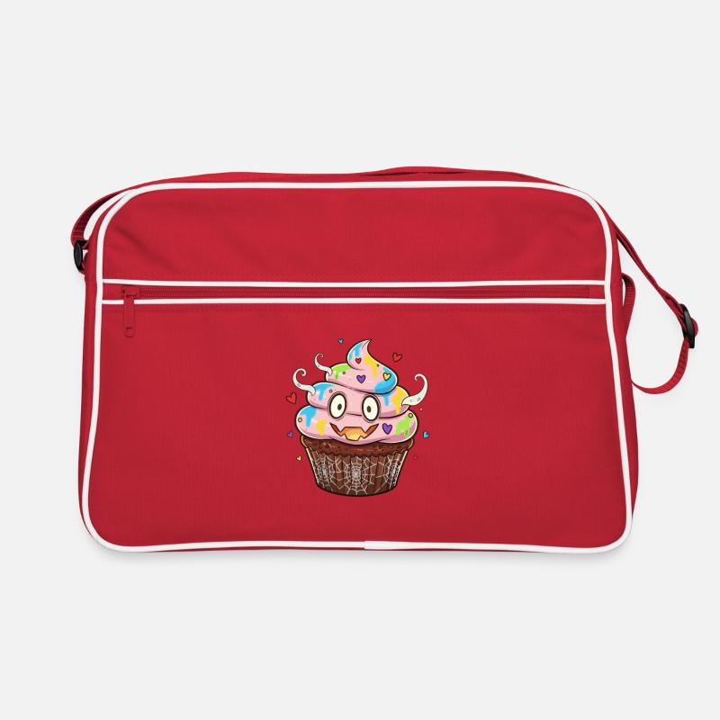 Bunter Cupcake mit Augen & Farben Retro Tasche