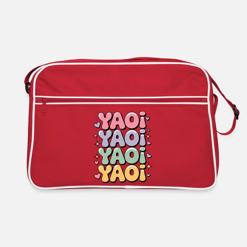 Des lettres colorées en forme de bulles écrites Yaoi. Sac Retro