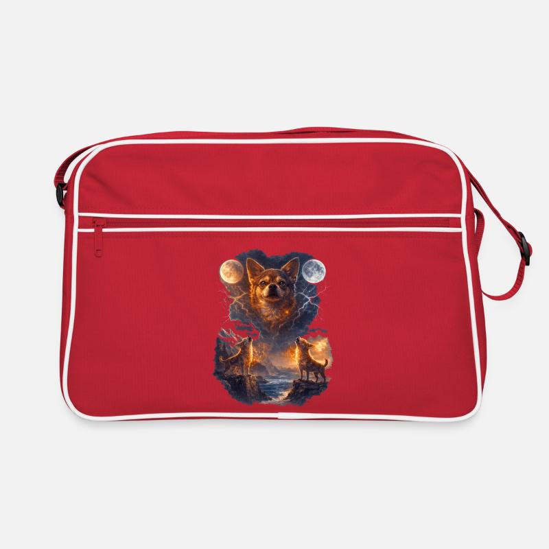 Chihuahua zwei Monde - Retro Tasche - Rot/Weiß
