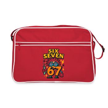 Six Seven 67 Idée de cadeau pour nerds sur l’humour scientifique - Sac Retro - rouge/blanc - Devant