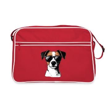 Jack Russell avec des lunettes de soleil - Sac Retro - rouge/blanc - Devant