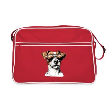 Sunglasses Dog Cartoon - Retro Bag - red/white - Front