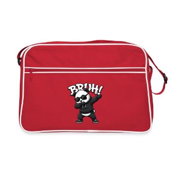 Bruh Panda qui fait du dab Cool Panda Bear Drôle - Sac Retro - rouge/blanc - Devant
