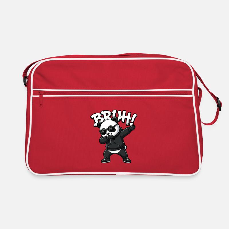 Bruh Panda Dabbing Cool Panda Bär Lustig Retro Tasche