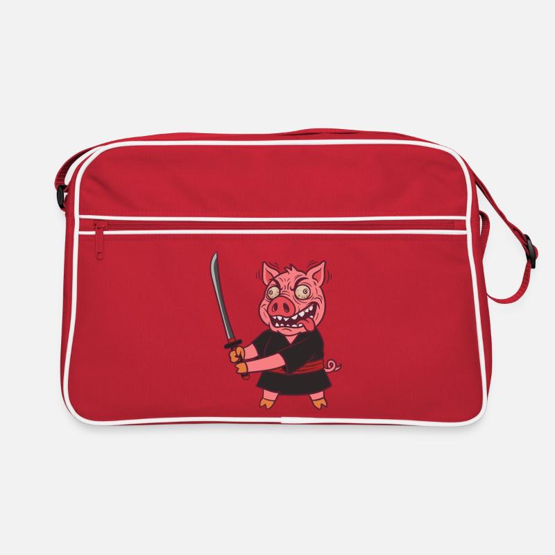 Crazy Samurai Pig with Sword Retro Bag