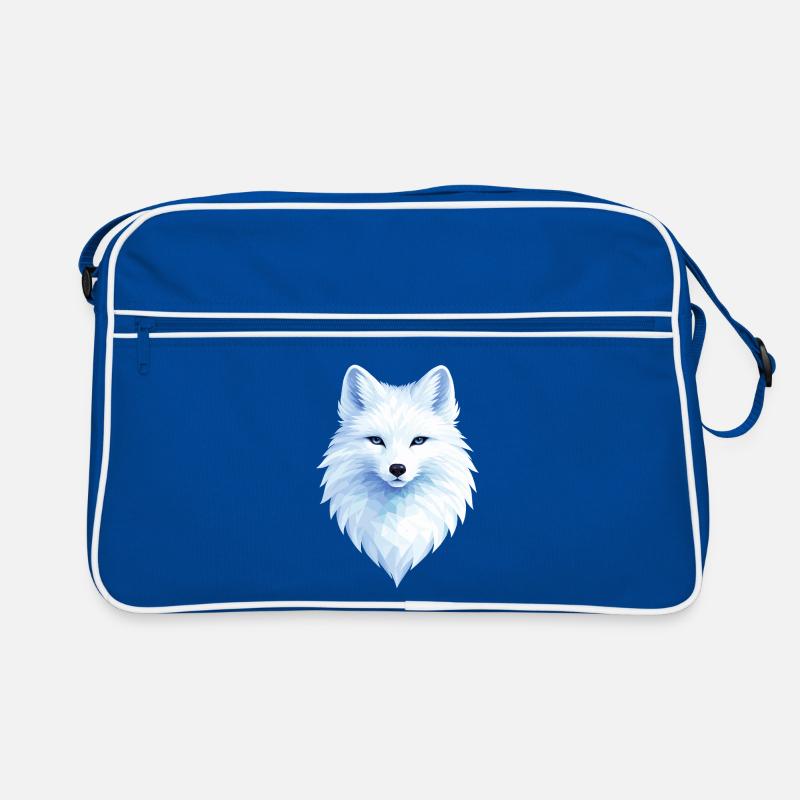 Polar Fox Blue Polygon– Geometric Polar Fox Design Retro Tasche