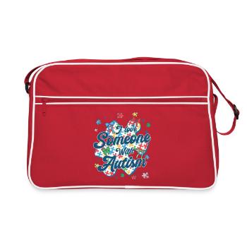 Checkered I Love Someone With Autism - Retro Bag - red/white - Front