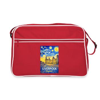 Liverpool, Angleterre, silhouette à la Van Gogh - Sac Retro - rouge/blanc - Devant