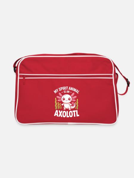 Axolotl Geisttier-Tee - Retro Tasche - Rot/Weiß - Vorne