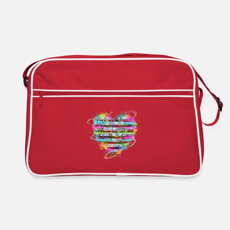 Cœur de fleur dans un cadre arc-en-ciel Sac Retro