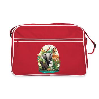 Tierwelt Dschungeltraum - Retro Tasche - Rot/Weiß - Vorne