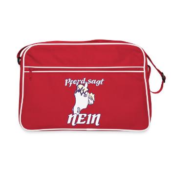 Norweger sagt Nein Lustiges freches Pferde  - Retro Tasche - Rot/Weiß - Vorne