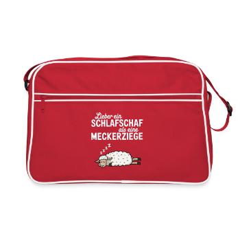  Lieber Ein Schlafschaf Als Eine Meckerziege - Retro Tasche - Rot/Weiß - Vorne