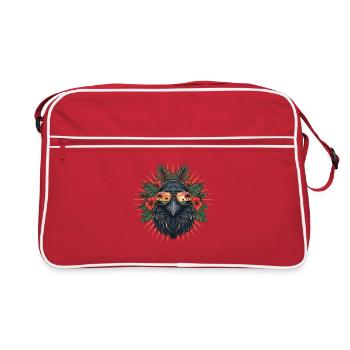 Oiseau tropical avec des lunettes de soleil - Sac Retro - rouge/blanc - Devant