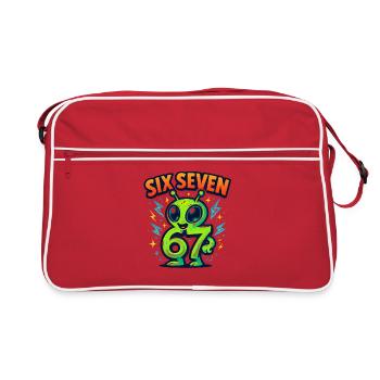 Six Seven 67 Italien Cerveau Humour Extraterrestre Drôle - Sac Retro - rouge/blanc - Devant