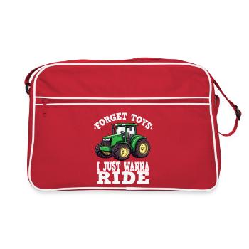 Ich will Traktor fahren - Retro Tasche - Rot/Weiß - Vorne