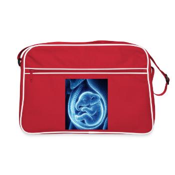 Blue Ultrasonic Baby in Womb - Retro Bag - red/white - Front