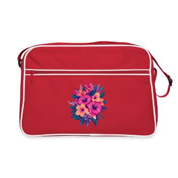 Fleurs d’hibiscus tropicales - Sac Retro - rouge/blanc - Devant