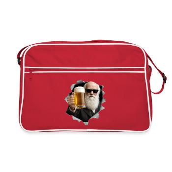 Charles Darwin holds a beer - Retro Bag - red/white - Front