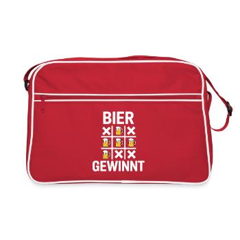 Bier Gewinn TicTacToe - Retro Tasche - Rot/Weiß - Vorne