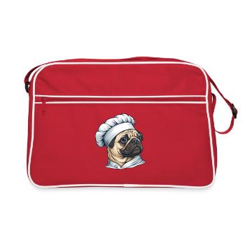 Motif de dessin animé illustré par Pug Cook - Sac Retro - rouge/blanc - Devant