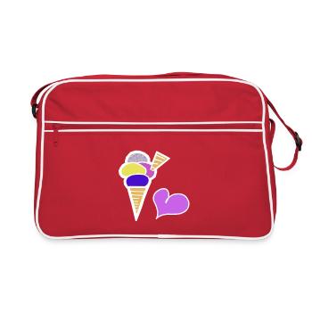 Eiscreme Eis  Eiswaffel Kinder Retro 60er - Retro Bag - red/white - Front