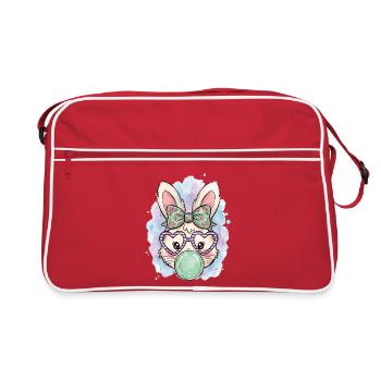 Bunny Wearing Glasses Bubble Gum Rabbit - Retro Bag - red/white - Front