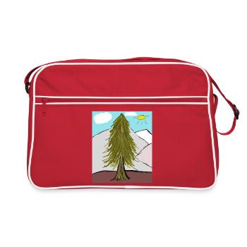 Forêt de conifères sur le soleil de la montagne - Sac Retro - rouge/blanc - Devant