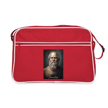 Socrates Porträt - Retro Tasche - Rot/Weiß - Vorne
