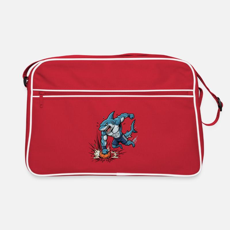 Soccer Shark Cartoon Sporting Attack Retro Bag