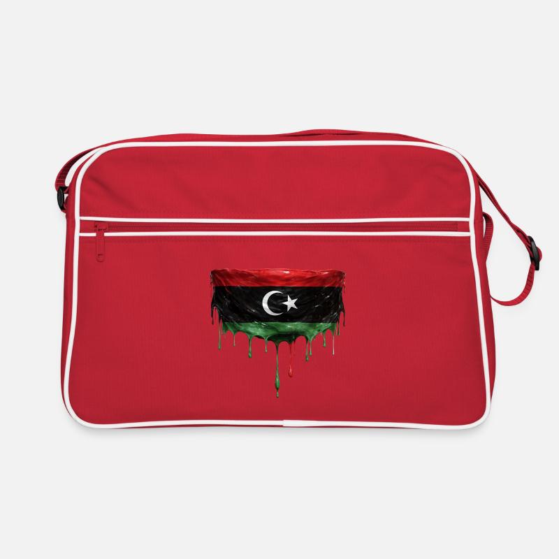 Libya Flag Drop Design Retro Bag