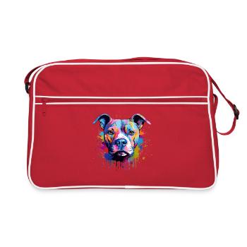 Splash Art Pitbull Dog Coloré - Sac Retro - rouge/blanc - Devant