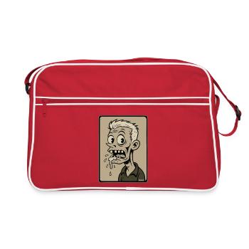 Bave de zombie de dessin animé grotesque - Sac Retro - rouge/blanc - Devant