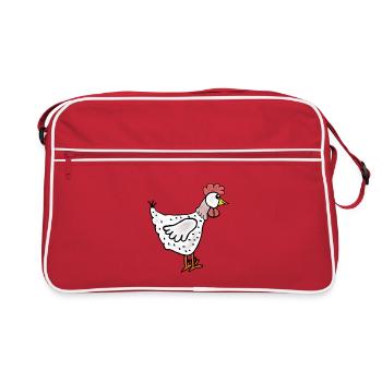 Poultry Hen Chickens Chicken Cartoon - Retro Bag - red/white - Front